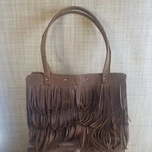 Fringe & Patchwork Boho Leather Purse Bag